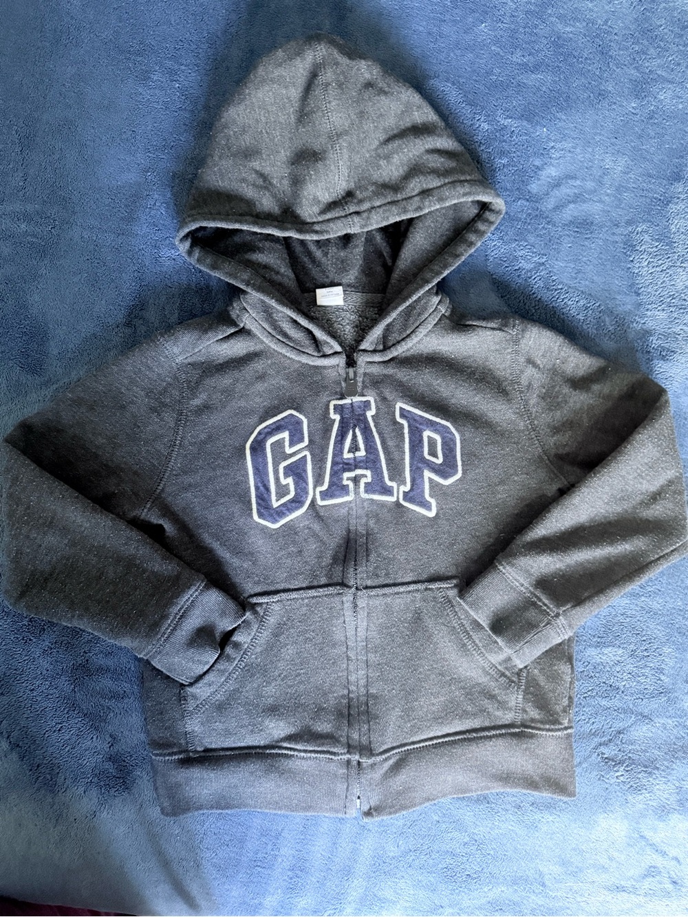 GAP Kids Gray Full-Zip Hoodie with Embroidered Logo